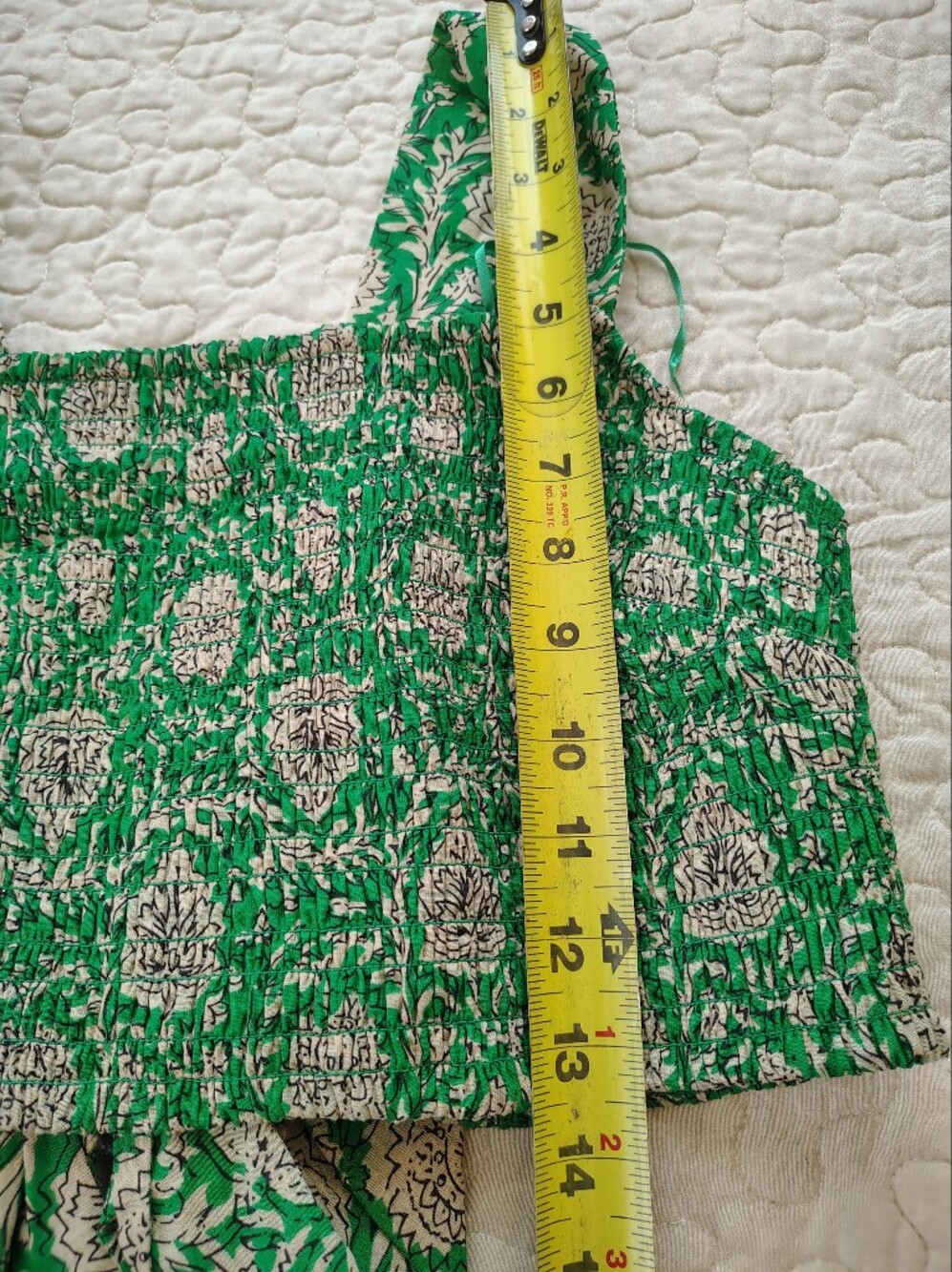 House of Harlow 1960 Green Floral Smocked Crop Top & Tiered Skirt 2-Piece Set S - Picture 9 of 9